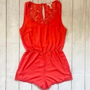 Ambiance Apparel Short Romper Orange Red Small